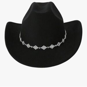 Black Cowboy Hat with Silver Detailing